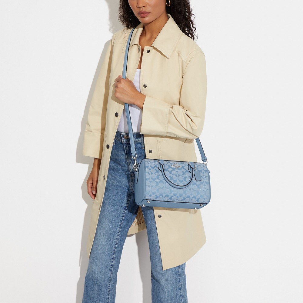 NWT Coach Outlet Rowan Satchel In Signature Chambray - Picture 6 of 6